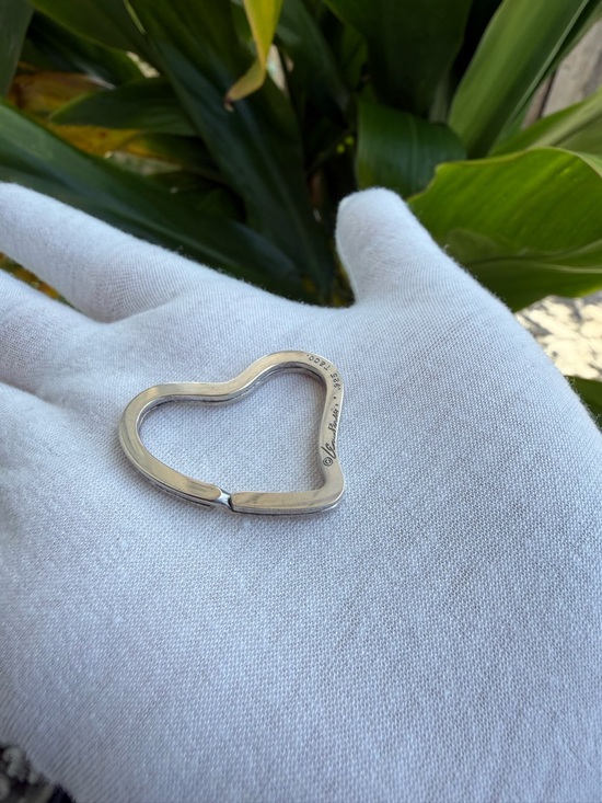 TIFFANY&CO. Silver 925 Elsa Peretti Open Heart Key Ring Authentic - Picture 5 of 12